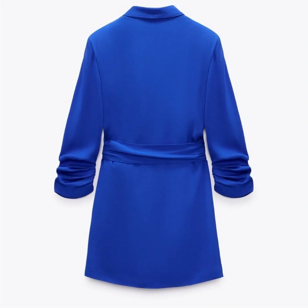 Zara Vibrant Cobalt Blue Blazer Wrap Dress - Picture 4 of 12